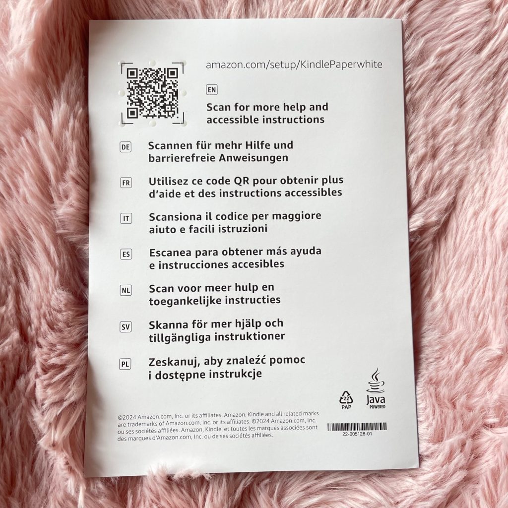 Amazon Kindle Paperwhite eBook-Reader Schnellstartanleitung