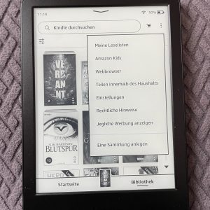 Amazon Kindle eBook-Reader Bibliotheksanzeige