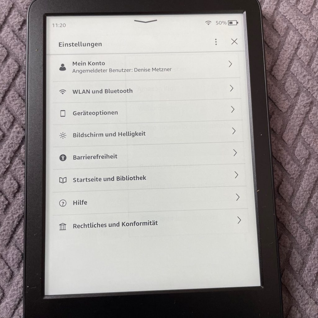 Amazon Kindle eBook-Reader Einstellungen
