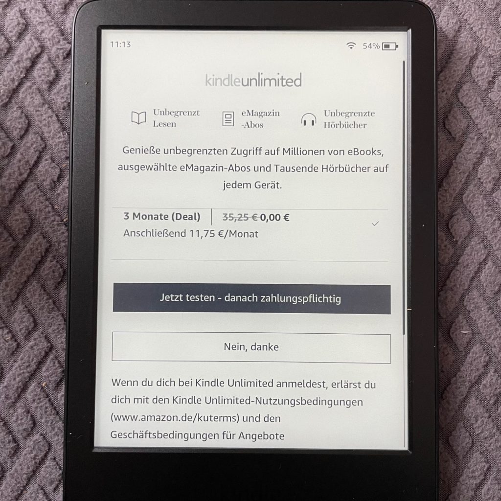 Amazon Kindle eBook-Reader Kindle Unlimited