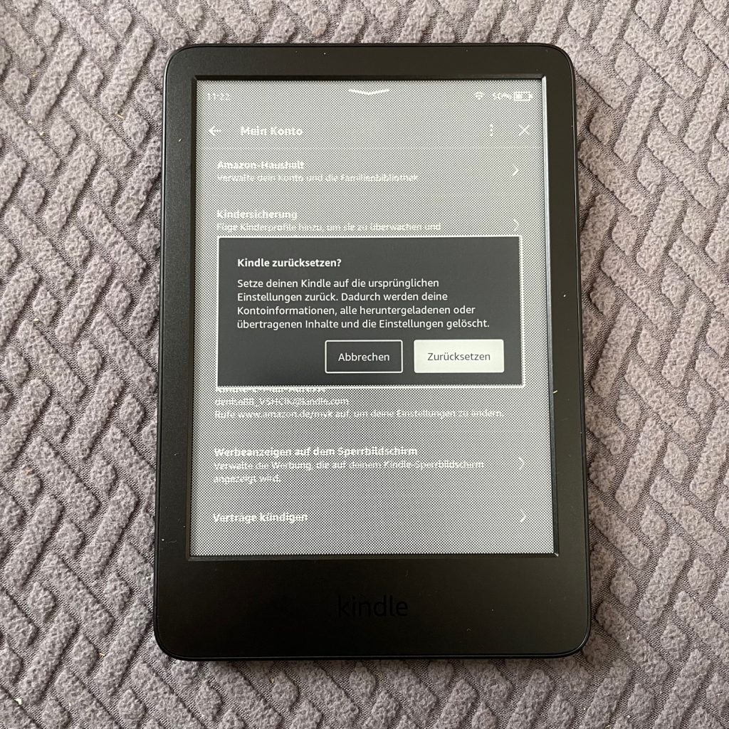 Amazon Kindle eBook-Reader zurücksetzen