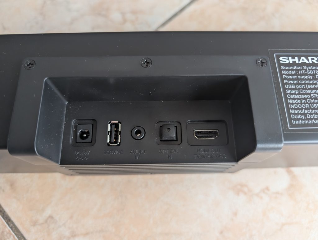 Anschlüsse der SHARP HT SB700 Soundbar