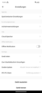 App, Litokam LF P1t Überwachungskamera weitere Einstellungen