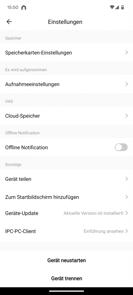 App, Litokam LF P1t Überwachungskamera weitere Einstellungen