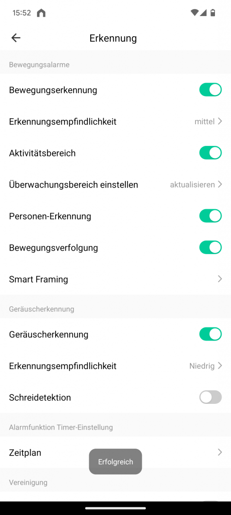 App, Litokam LF P1t Überwachungskamera zusätzliche Einstellungen