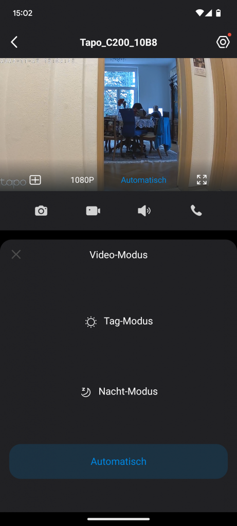 App, Nachtsicht der Tapo C200 Überwachungskamera
