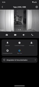 App, Nachtsicht der Tapo C200 Überwachungskamera im Menü