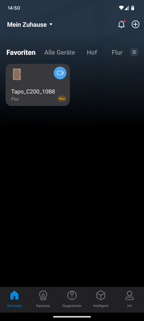 App-Übersicht der Tapo C200 Überwachungskamera