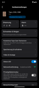 App der Tapo C200 Überwachungskamera