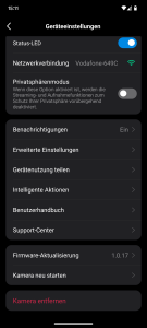 App der Tapo C200 Überwachungskamera, weitere Einstellungen