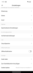 App, weitere Einstellungen der Litokam LF P1t Überwachungskamera