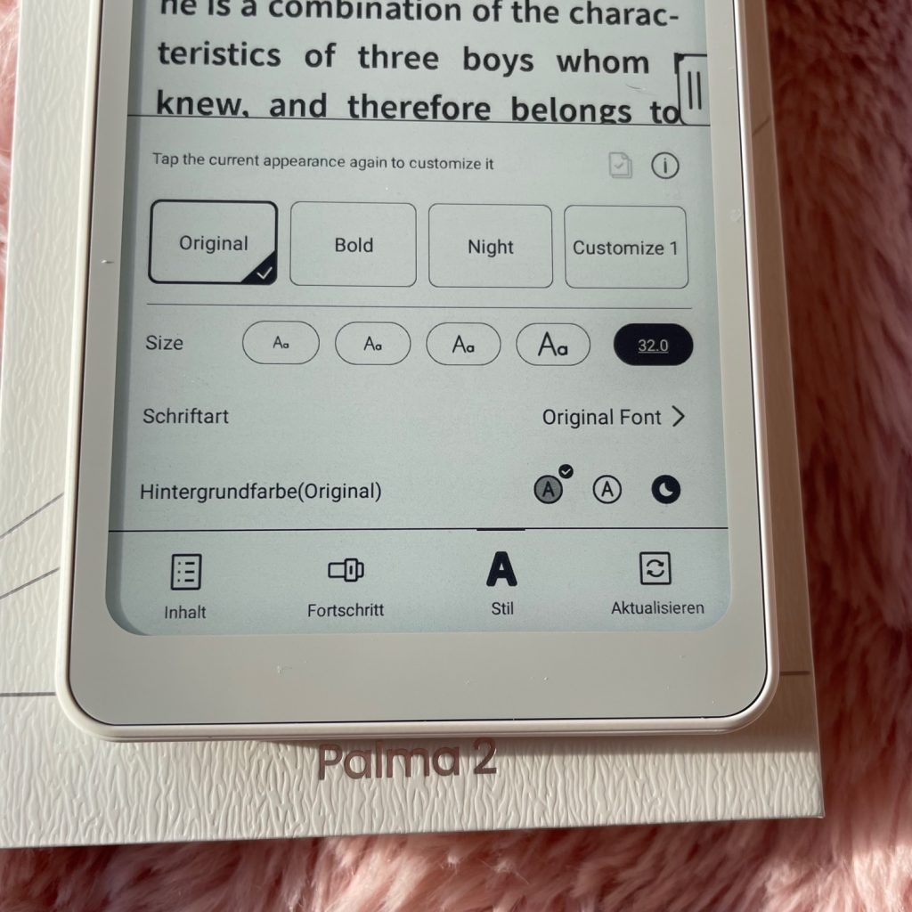 BOOX Palma 2 eBook-Reader Leseeinstellung