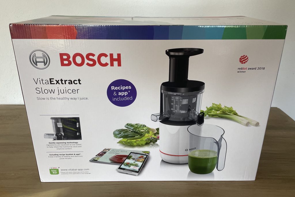 Bosch VitaExtract MESM500W Slow-Juicer im Karton von hinten
