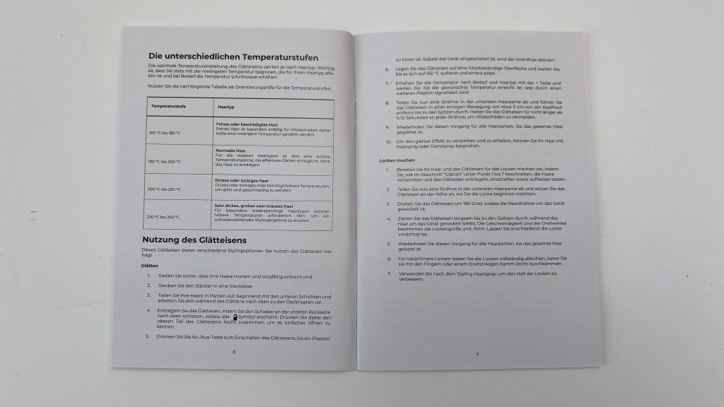 Klamer 92268 Glätteisen Bedienungsanleitung