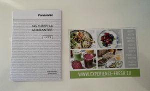 Panasonic MJ-L700KXE Slow-Juicer Garantieheft und Rezeptflyer