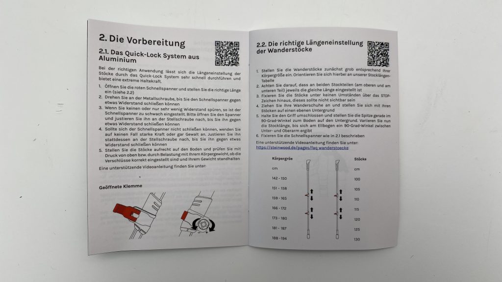 Steinwood Premium Carbon Wanderstöcke Bedienungsanleitung