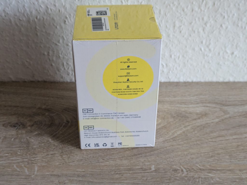 Verpackung der Litokam LF P1t Überwachungskamera von links