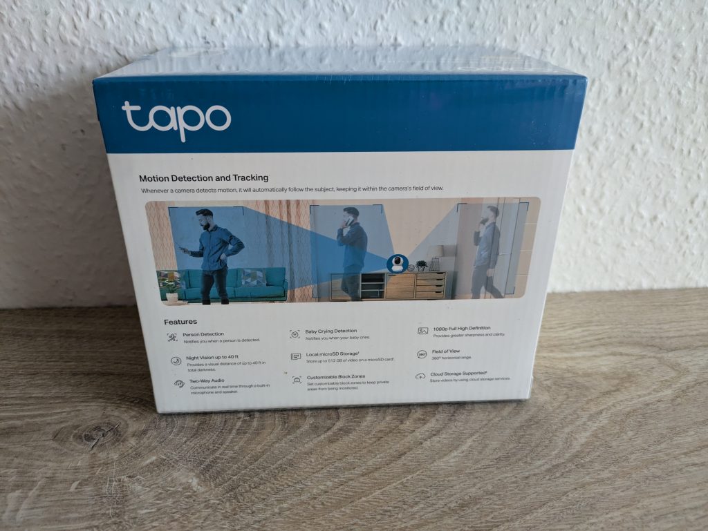 Verpackung der Tapo C200 Überwachungskamera von hinten