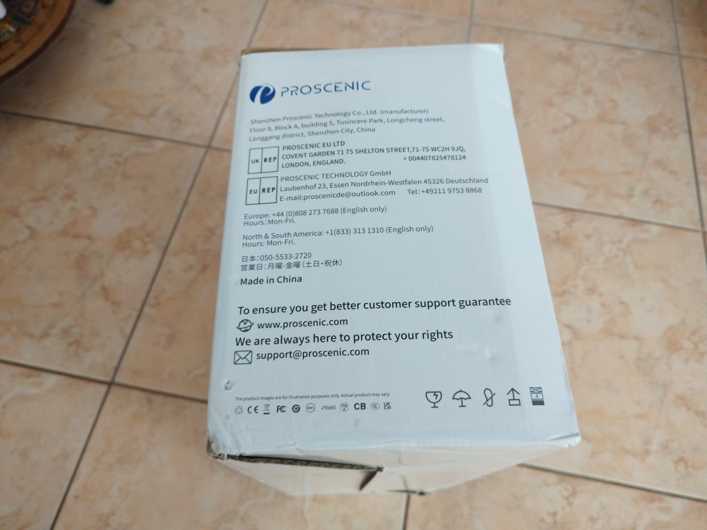 Verpackung-des-Proscenic-P11-Saugwischers-von-der-Seite