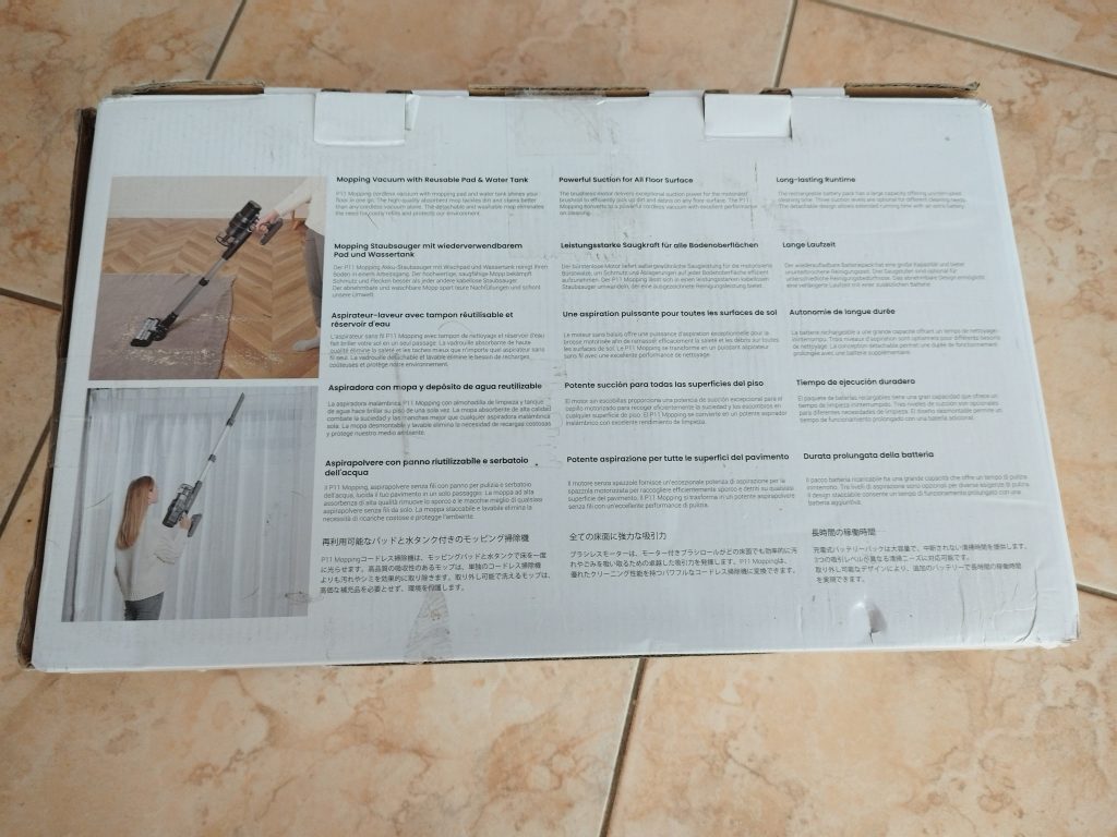 Verpackung-des-Proscenic-P11-Saugwischers-von-hinten