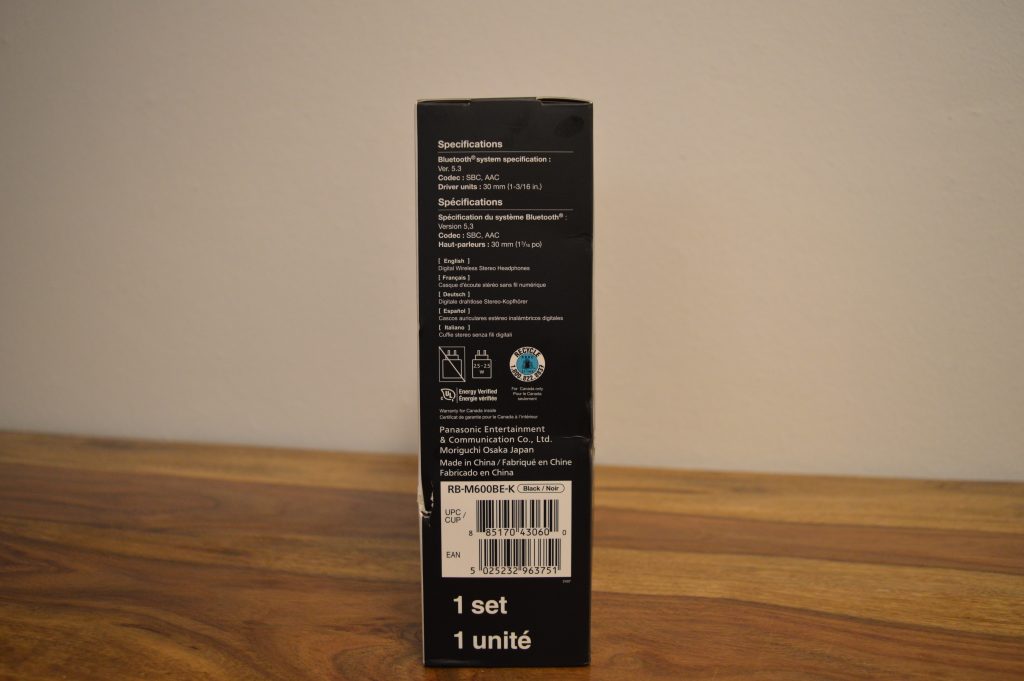 Panasonic RB-M600BE-K Over-Ear-Kopfhörer Verpackung Links
