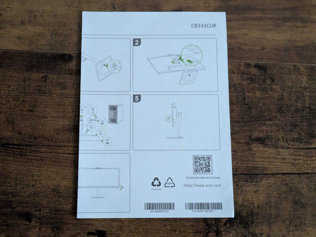 Anleitung des Acer VERO CB343CURD Monitors