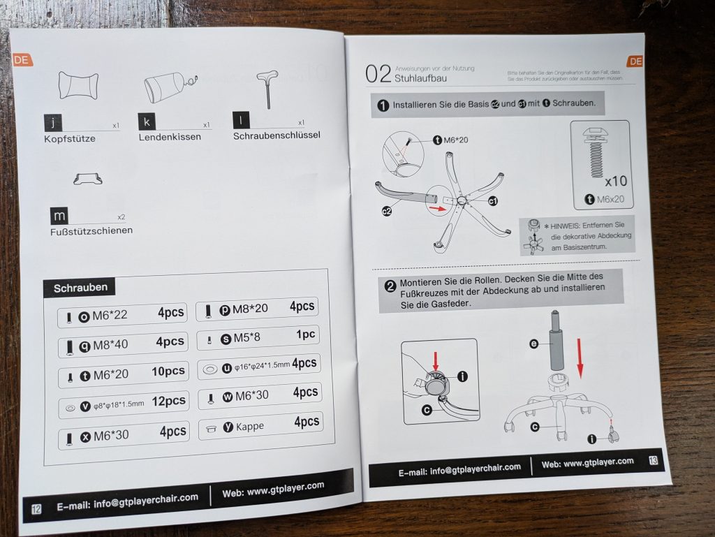 Anleitung des GTPLAYER GT800A Gaming-Stuhls (3)