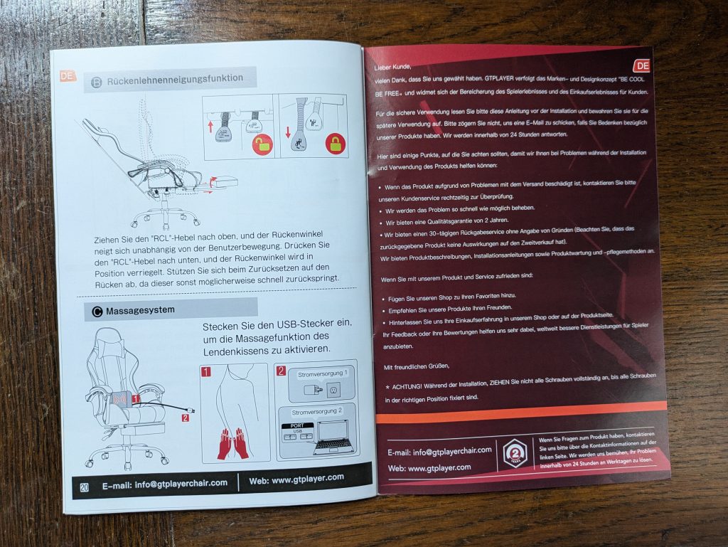 Anleitung des GTPLAYER GT800A Gaming-Stuhls (7)