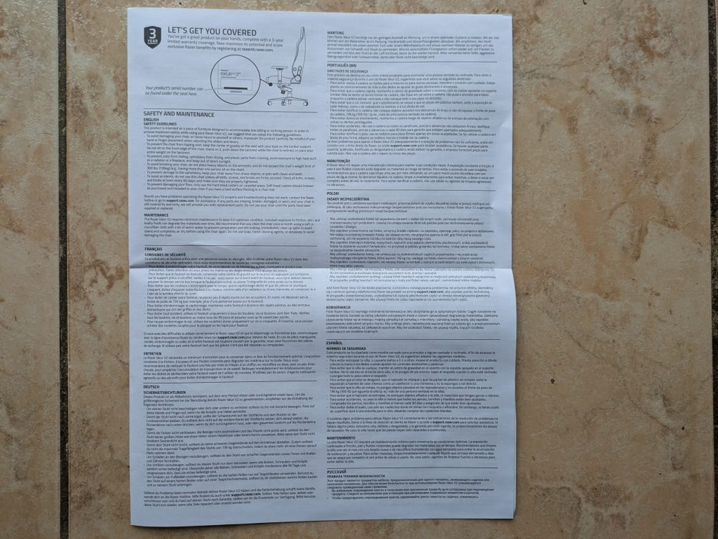 Anleitung des Razer Iskur V2 Gaming-Stuhls (3)