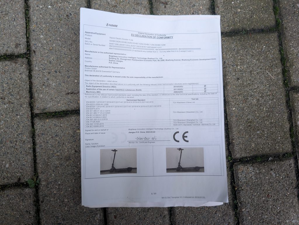 Anleitung des Xiaomi 4 Lite E-Scooters