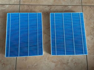 Ausgepackte Filter des Meaco Armin 680 Luftbefeuchters