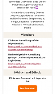 BACKLAxx-Akupressurmatte Email mit Downloadlink