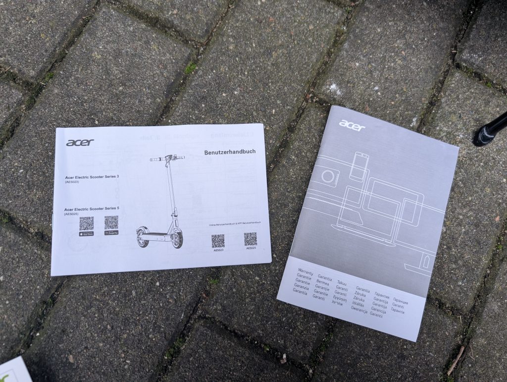 Bedienungsanleitung des Acer AES023 E-Scooters