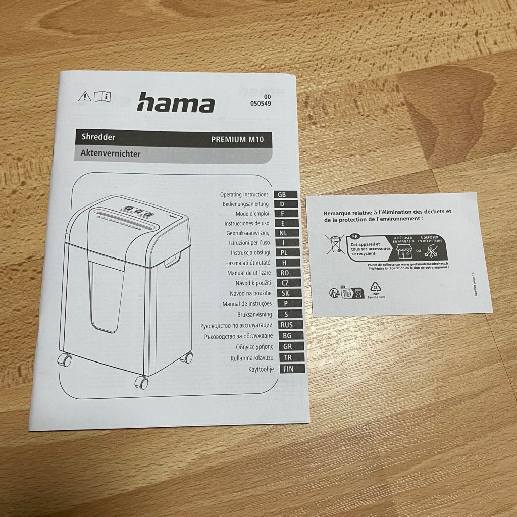 Hama M10 Aktenvernichter Anleitungen