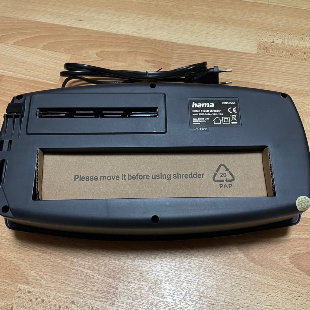 Hama X10CD Aktenvernichter Sicherung