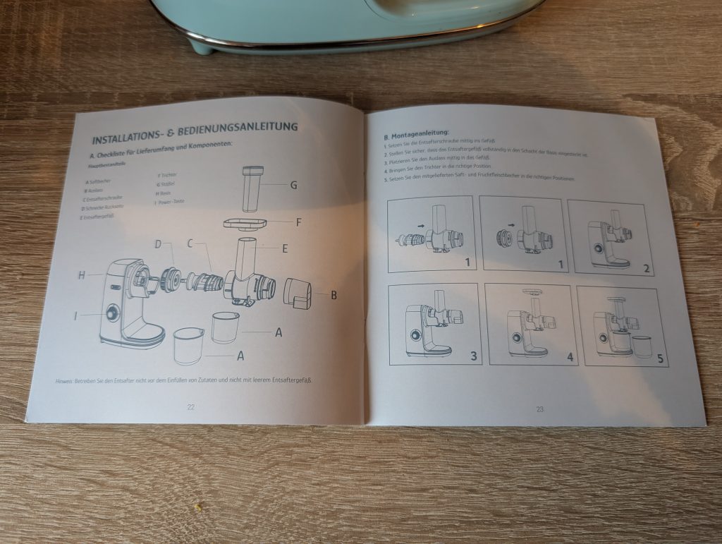 Hazel Quinn Slow Juicer Aufbauanleitung