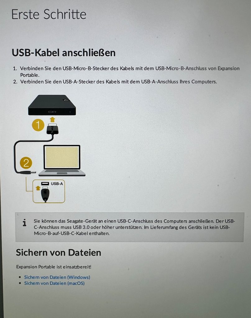 Seagate STGX2000400 externe Festplatte Installationshinweise