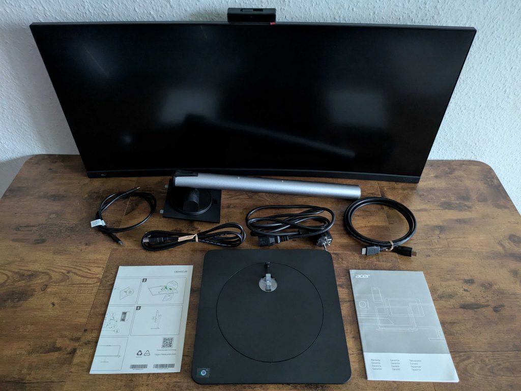 Lieferumfang des Acer VERO CB343CURD Monitors