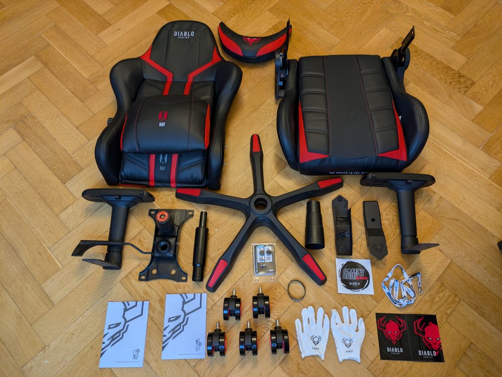 Lieferumfang des Diablo X-Ray 2.0 Gaming-Stuhls