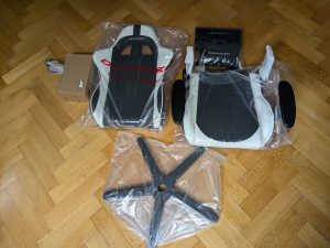 Lieferumfang des Robas Lund DX Racer 6 OHFD32NW Gaming Stuhls verpackt