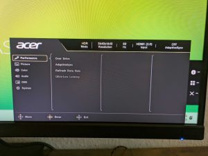 Menü des Acer VERO CB343CURD Monitors