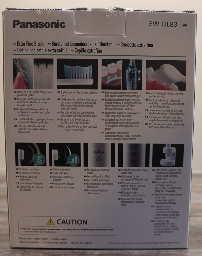 Panasonic EW-DL83 Schallzahnbürste Verpackung Rückseite