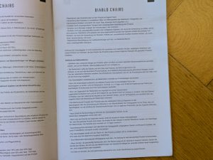 Pflegehinweise des Diablo X-Ray 2.0 Gaming-Stuhls (2)