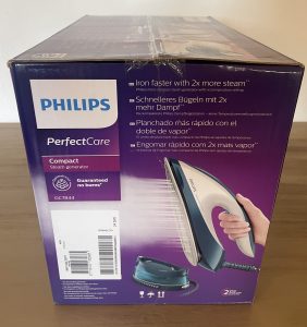 Philips PerfectCare Compact GC7844:20 Dampfbügelstation Seitenansicht Karton