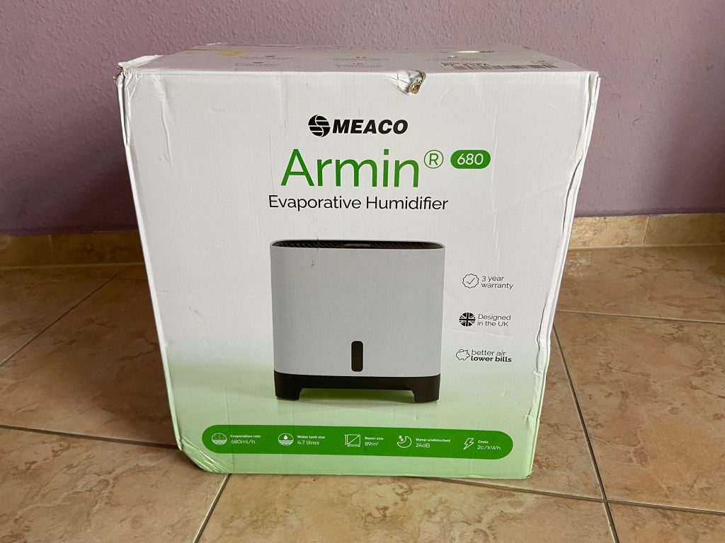 Verpackung des Meaco Armin 680 Luftbefeuchters