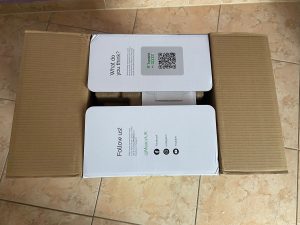 Verpackung des Meaco Armin 680 Luftbefeuchters teilweise geöffnet
