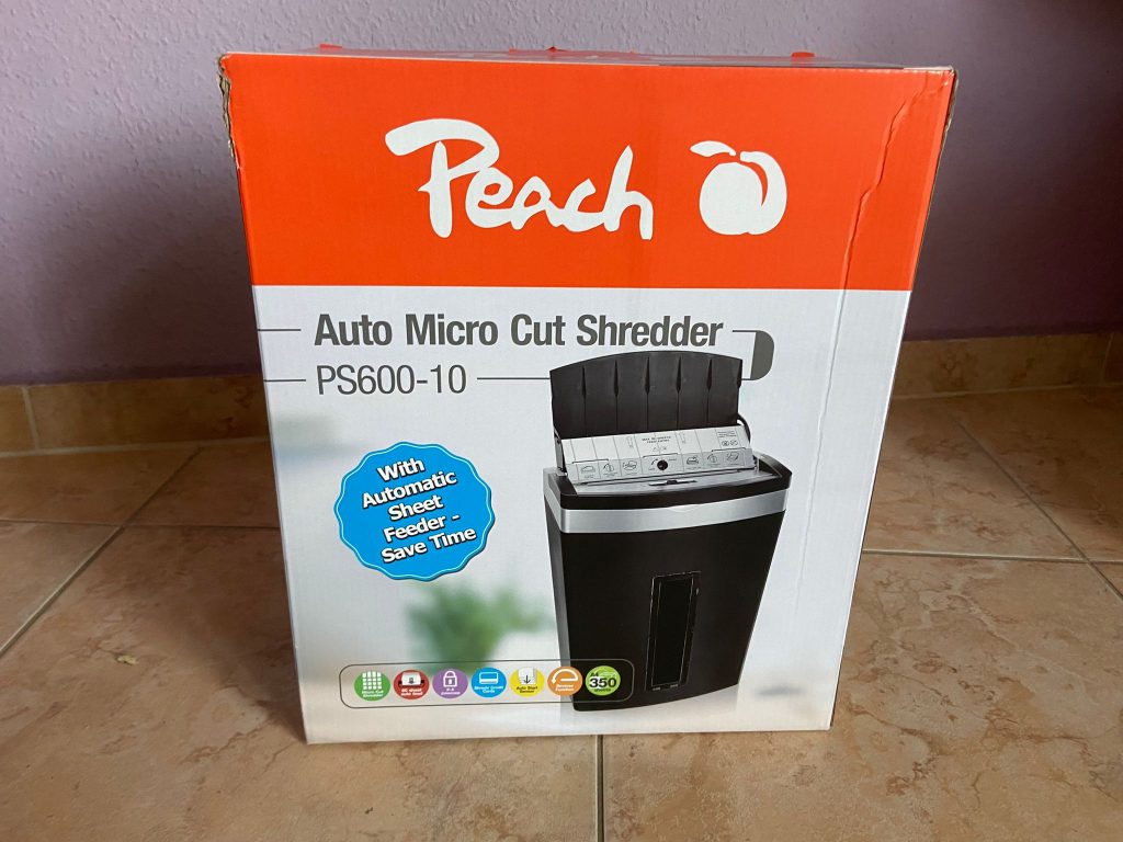 Verpackung des Peach PS600-10 Aktenvernichters