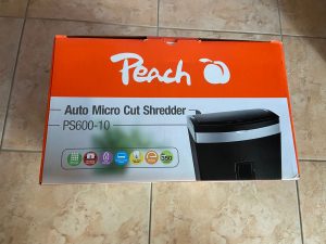 Verpackung des Peach PS600-10 Aktenvernichters von oben