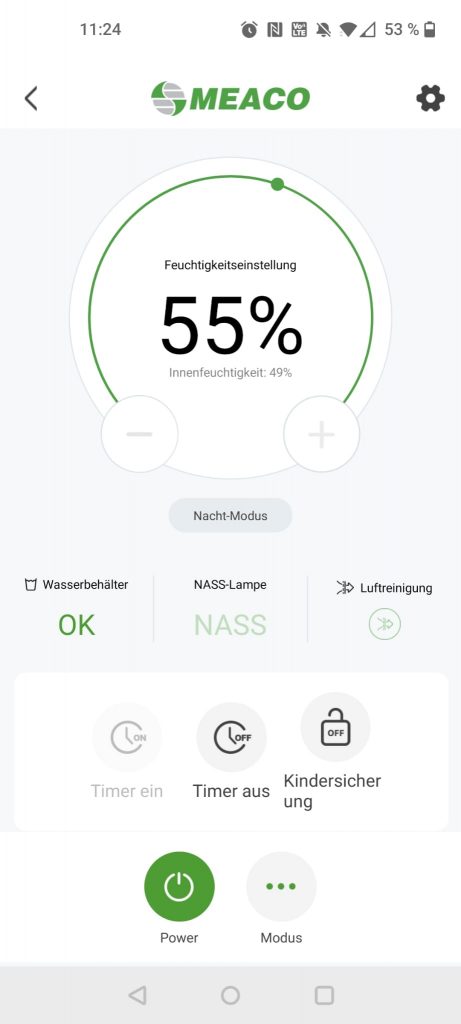 MeacoDry Arete Two Luftentfeuchter App-Ansicht 1
