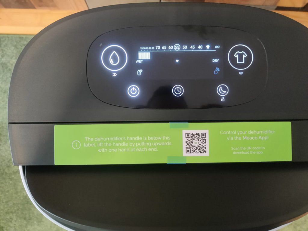 MeacoDry Arete Two Luftentfeuchter Bedienfeld während des Programms